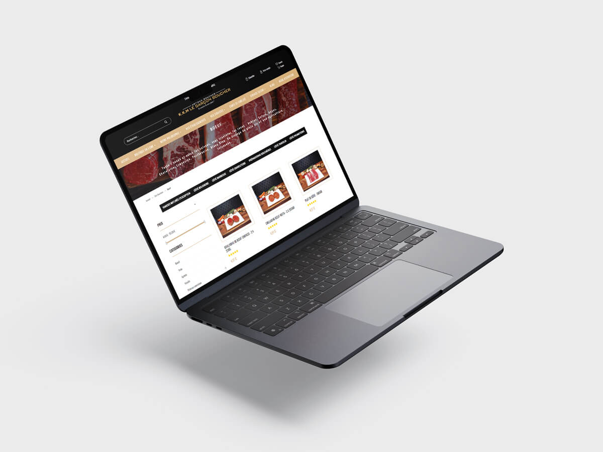 Mock up du site de vente en ligne sur ordinateur Le Garçon Boucher