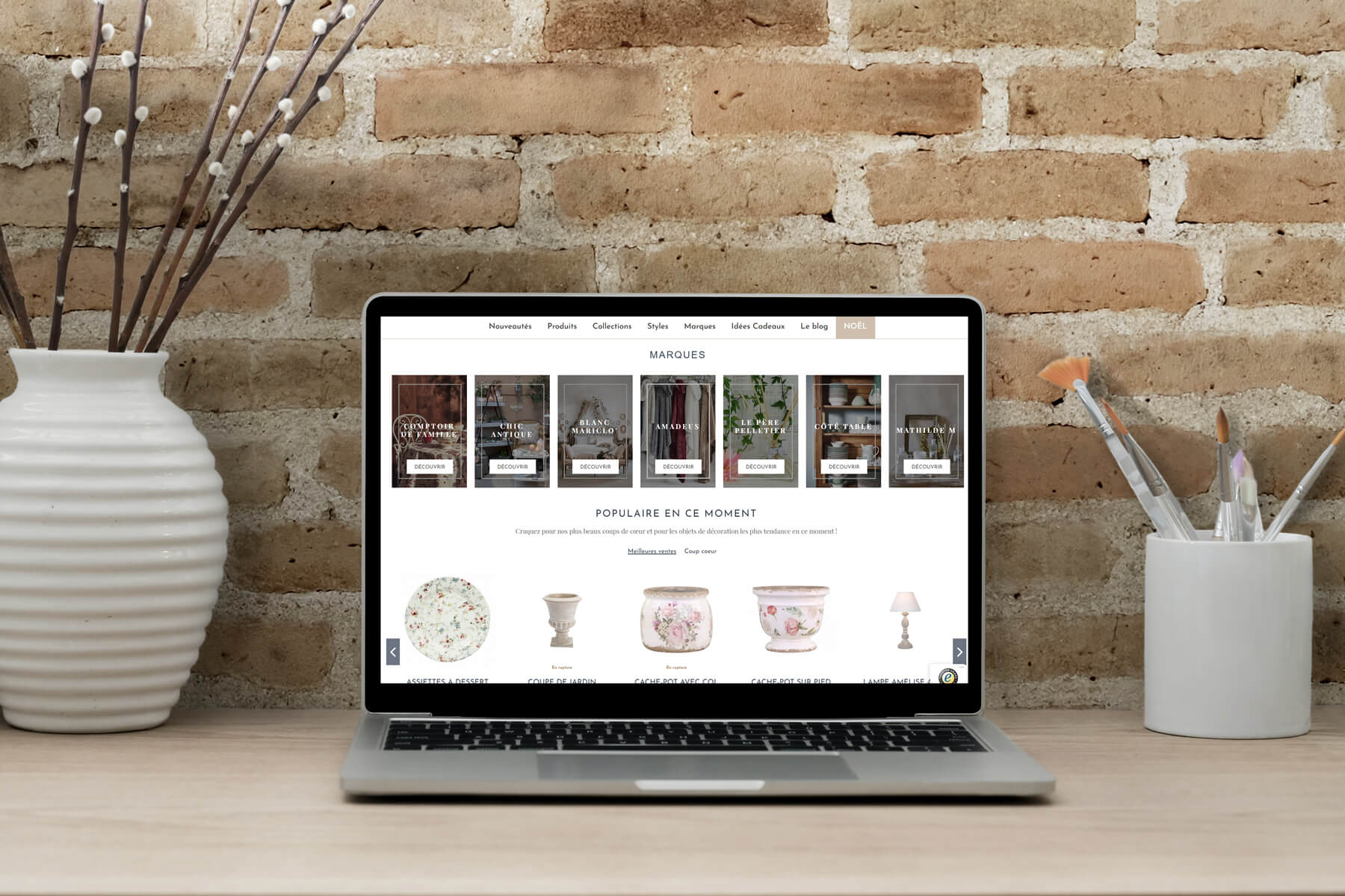 Mock up du site de vente en ligne Boutique Maisons de Campagne