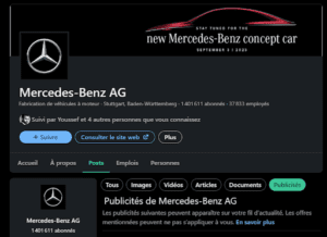 Publicités LinkedIn Mercedes
